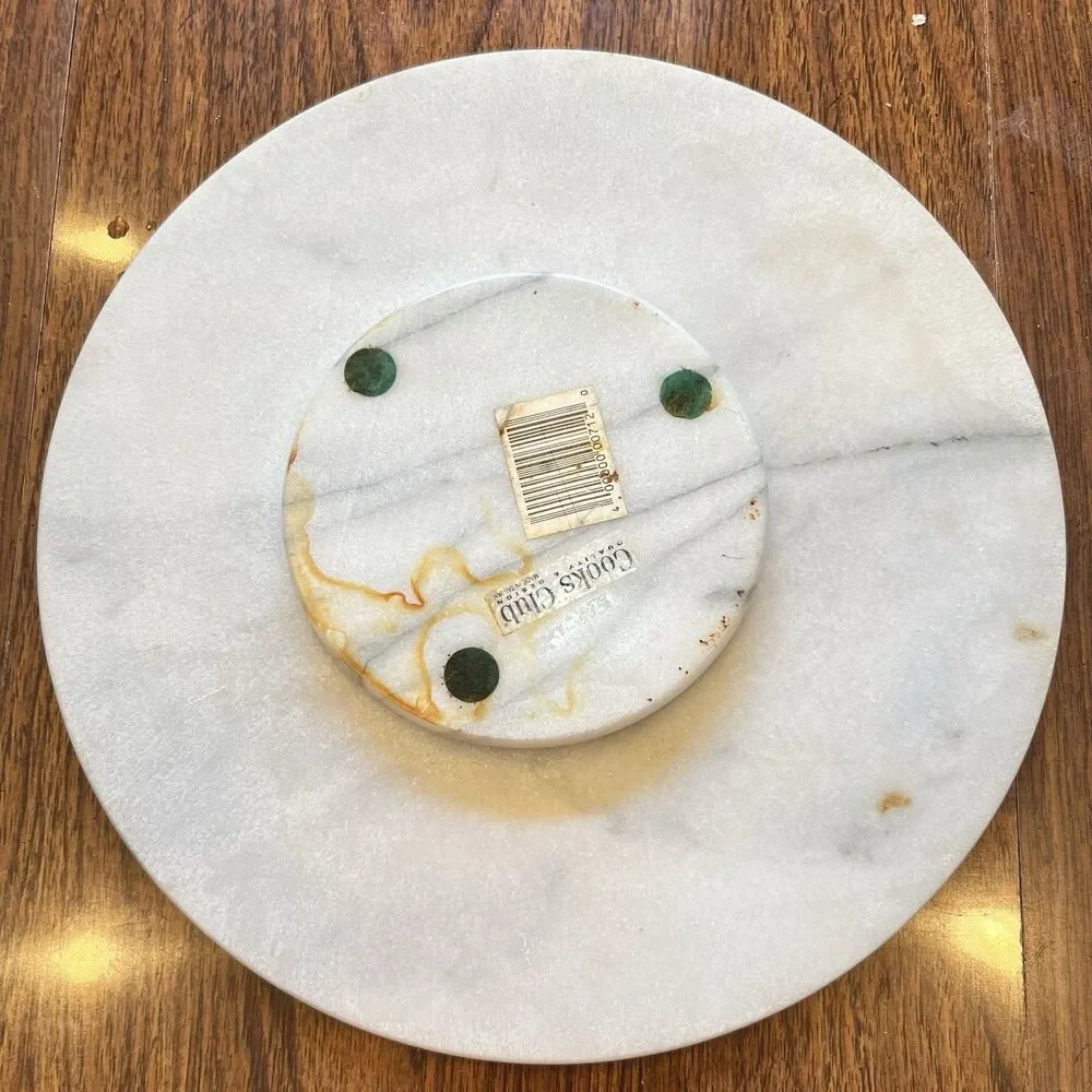 Gray White Marble Tabletop Felt Base Lazy Susan 12